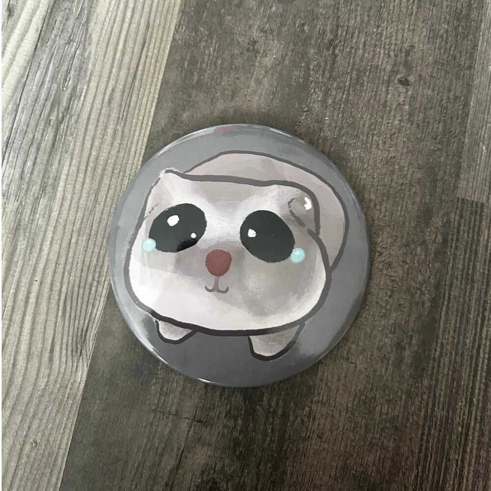 hot topic crying hamster large button pin